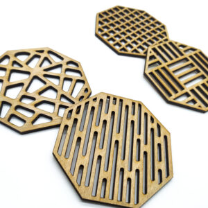 Ξύλινα Σουβέρ με Lasercut (Πολύγωνο)