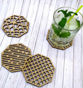 Ξύλινα Σουβέρ με Lasercut (Πολύγωνο) - Image 2