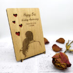 Ξύλινη Αναμνηστική Κάρτα  "Happy Wedding Anniversary"