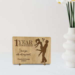 Ξύλινη Αναμνηστική Κάρτα "I love you with all my heart" - Image 2