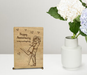 Ξύλινη Αναμνηστική Κάρτα "Happy Anniversary"