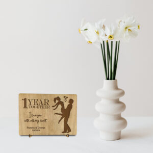 Ξύλινη Αναμνηστική Κάρτα "I love you with all my heart"