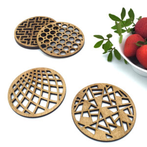 Ξύλινα Σουβέρ με Lasercut (Στρογγυλό)