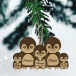 Ξύλινo Στολίδι -Οικογένεια Πιγκουίνων