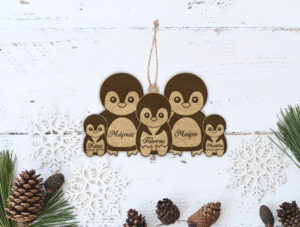 Ξύλινo Στολίδι -Οικογένεια Πιγκουίνων - Image 4