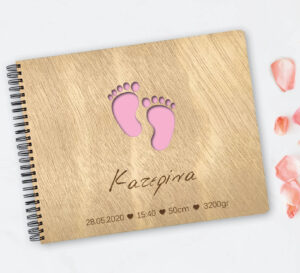 Ξύλινο Άλμπουμ Φωτογραφιών - Baby feet (Pink) - Image 2