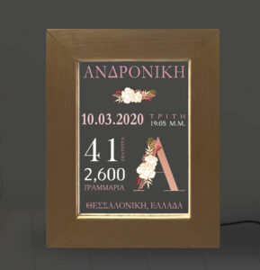 Επιτραπέζια κορνίζα Led - Μονόγραμμα(Girl)