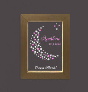 Επιτοίχια κορνίζα Led - Moon-Stars(pink)