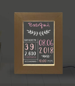 Επιτραπέζια κορνίζα Led - Γέννησης(Pink)