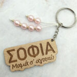 Ξύλινο Μπρελόκ - "Ονομα", Μαμά σ΄αγαπώ πολύ