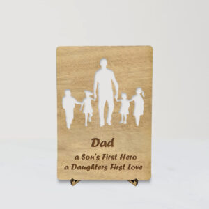 Ξύλινη Αναμνηστική Κάρτα - Πατέρας με 4 παιδιά(fd12)*Δυνατότητα επιλογής παιδιών - Image 2