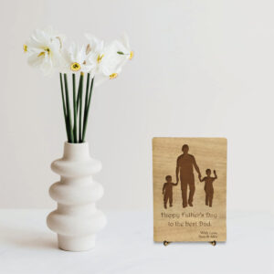 Ξύλινη Αναμνηστική Κάρτα - Πατέρας με 2 γιους (fd13) - Image 2