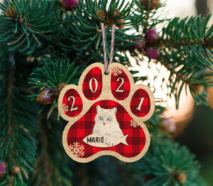 Ξύλινο Στολίδι - Γάτα (ch144)