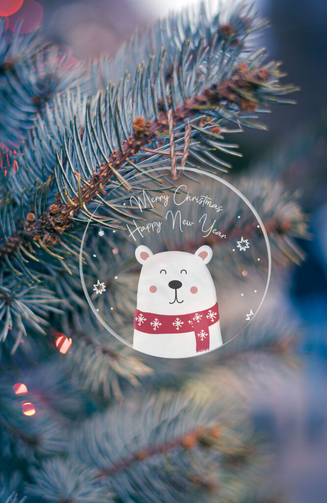 Plexiglass Στολίδι - Merry Christmas(bear)