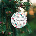 White Plexiglass Στολίδι - Merry Christmas (L104)