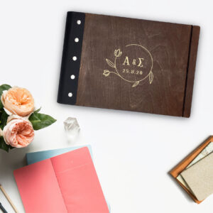 Ξύλινο βιβλίο ευχών - Flowers (minimal) - Image 2