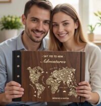 Ξύλινο Άλμπουμ Φωτογραφιών - World Map-Adventures (one size)