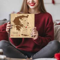 Ξύλινο Άλμπουμ Φωτογραφιών -Ταξίδι στην Ελλάδα (Red pin)