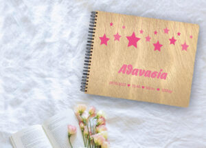 Ξύλινο Άλμπουμ Φωτογραφιών - Pink stars - Image 2