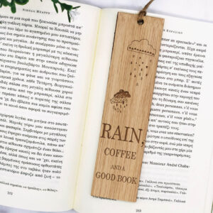 Ξύλινος σελιδοδείκτης "Rain...and a good book" - Image 2