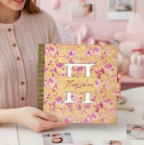 Ξύλινο Άλμπουμ Φωτογραφιών - Pink Flowers